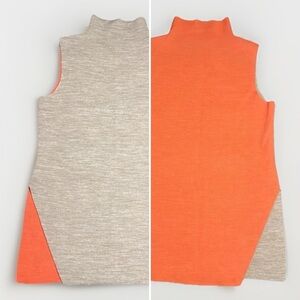 Merino Wool Reversible Women’s Sleeveless Mock Turtleneck Knit Sweater est S/M